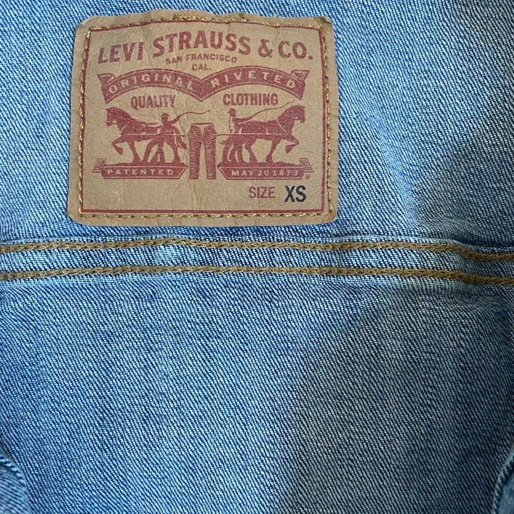 Levi’s Hybrid Denim Hoodie Jacket XS Gray Hooded Trucker Jean Jacket - Picture 8 of 10